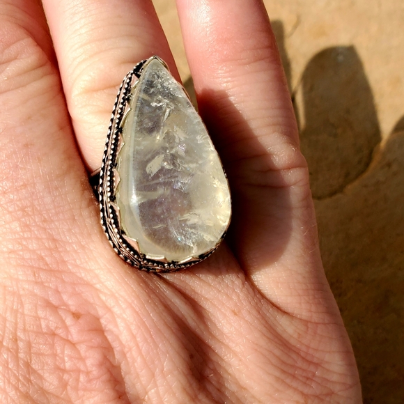 New Rainbow Dichroic Glass 925 Silver Ring. - Picture 7 of 9